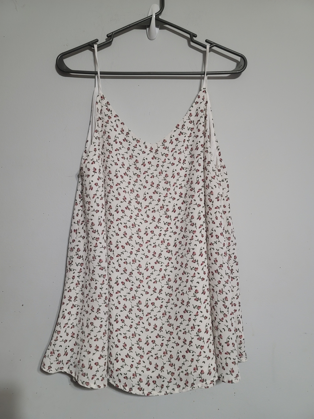 Allie Rose Tank Top Sz Large Blouse Shirt Floral White Office Casual Cottagecore